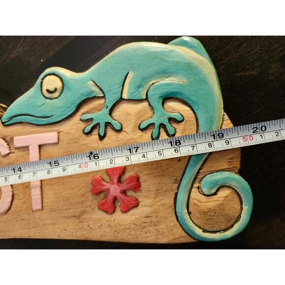 Wood Burned Key West Sign Iguana Lizards Hibiscus Flowers Pool Decor - Picture 5 of 10